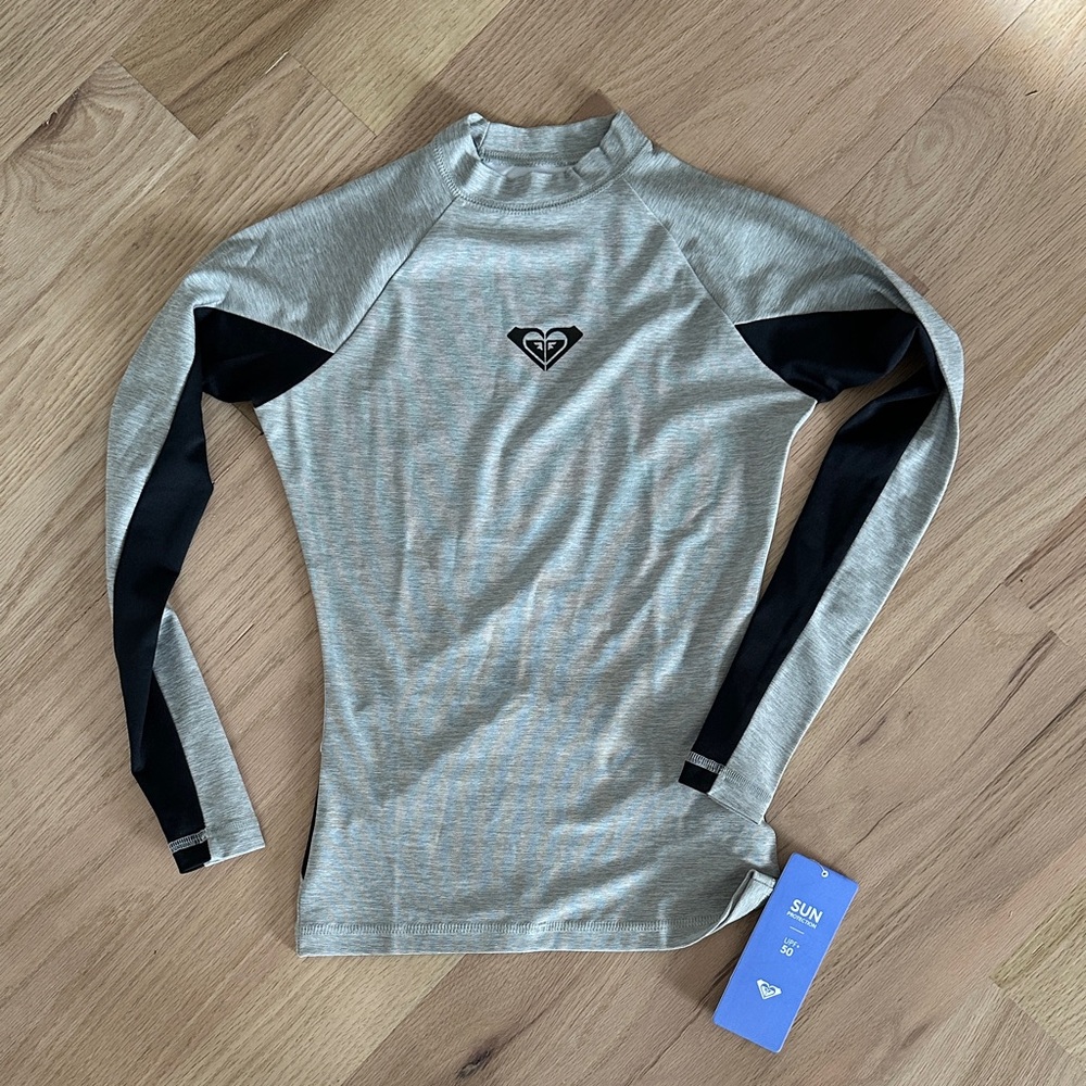 Roxy Gray and Black Women's Swim Top